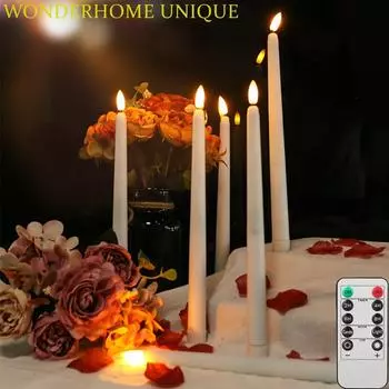 6 шт. светодиодных беспламенных свечей, мерцающих конусных свечей, 3D-свечей с фитилем, лампа с дистанционным управлением, чайные свечи для свадебного домашнего декора