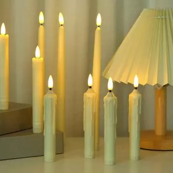 6 шт. светодиодных конических свечей, беспламенные электрические поддельные свечи, беспроводные мерцающие светодиодные чайные свечи, украшение для свадьбы, рождественского декора окна