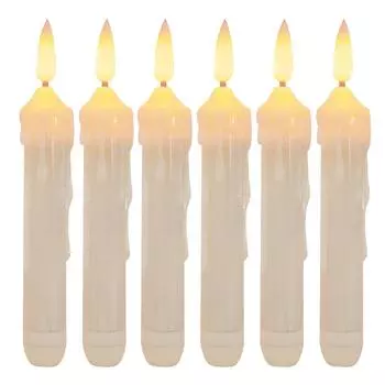 6 шт. светодиодных конических свечей с 3D мерцающим пламенем - работающие от батареек беспламенные свечи для свадеб, Рождества, Хэллоуина