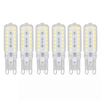 6 шт. светодиодных ламп G9 7 Вт с регулируемой яркостью освещения на 360 градусов, сменная лампочка для настенного настольного светильника