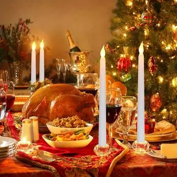 6 шт. светодиодных мерцающих беспламенных свечей, конические свечи для декора на Хэллоуин и Рождество, свадебного домашнего праздничного декора, работающие от батареек