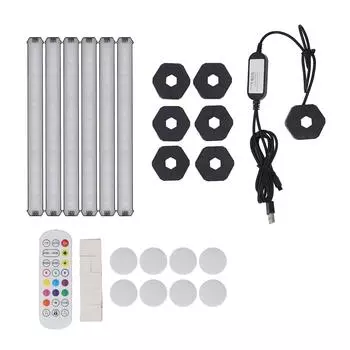 6 шт. светодиодных настенных светильников, 16 миллионов цветов RGB, синхронизация музыки по WiFi, голосовое дистанционное управление, светодиодные настенные светильники