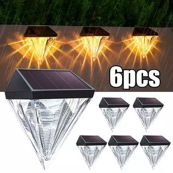 6 шт. светодиодных солнечных ламп IP65 водонепроницаемый наружный настенный светильник для кладки, подходит для патио, ограждения, ступеней, декоративного освещения сада 1pcs