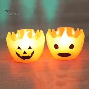 6 шт. светодиодных свечей на Хэллоуин, беспламенные мерцающие тыквенные поддельные свечи, работающие от батареек, украшения на Хэллоуин для использования в помещении и на открытом воздухе A