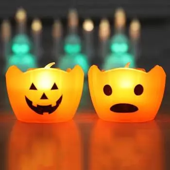 6 шт. светодиодных свечей на Хэллоуин, беспламенные мерцающие тыквенные поддельные свечи, работающие от батареек, украшения на Хэллоуин A