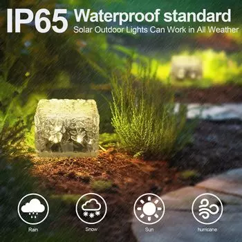 6 шт. светодиодных светильников для садового кирпича, декор для дорожек на патио, украшение заднего двора, ландшафтный светильник на солнечной батарее для двора 6Pack 7x7x5cm теплый белый