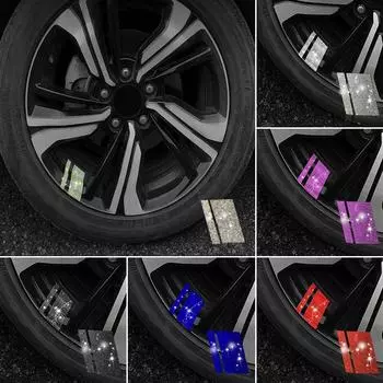 6 шт. светоотражающих наклеек на обод колеса автомобиля, наклейки на ступицу гоночного колеса Mark Stripe размером 18 - 21 со стразами чёрный