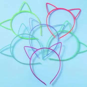6 шт. светящиеся кошачьи ушки пластиковые повязки на голову светящиеся в темноте повязки на голову украшения для дня рождения детские головные уборы для девочек корона аксессуары для волос