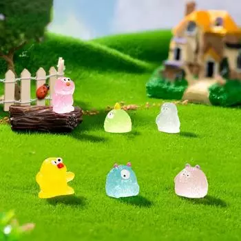 6 шт. светящийся маленький пушистый монстр орнамент забавная цветная кукла фигурка микро пейзаж автомобиль интерьер домашнее украшение рабочего стола