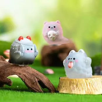 6 шт. светящийся мини-украшение на Хэллоуин, забавная фигурка привидения, микропейзаж, интерьер автомобиля, украшение для домашнего рабочего стола 6Pcs/set