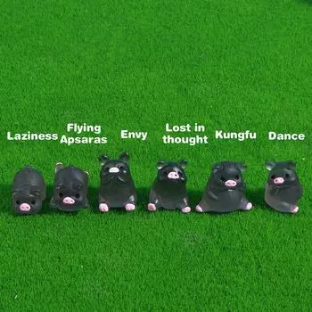 6 шт. светящийся свинья дизайн абс украшения ремесло набор креативный розовый мини свинья форма предмет украшения для украшения дома 2cm белый