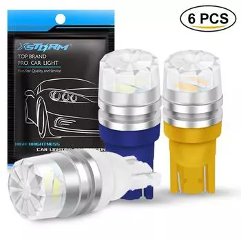 6 шт. T10 W5W светодиодная лампа 194 168 501 Led 2SMD 5630 чипы автомобильный клин номерного знака лампа купольный светильник 3000K 6000K белый зеленый синий красный розовый белый