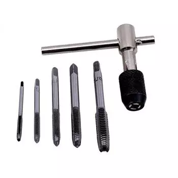 6 шт. Т-образный станок, ручной винт, метчик, набор штампов, инструмент «сделай сам», прямая рифленая резьба, метрическая пробка, метчик, сверло M3/M4/M5/M6/M8