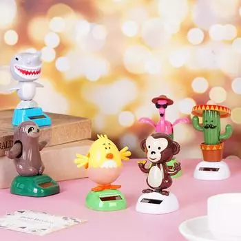 6 шт., танцующая обезьяна, игрушка на солнечной энергии, танцующие куклы-животные, качающиеся анимированные качающиеся танцовщицы, оконный ловец солнца, декор автомобиля, портативный