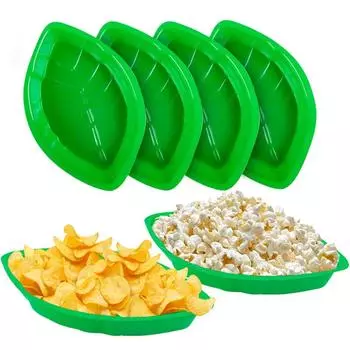 6 шт. тарелка в форме зеленого листа с чипсами, поднос для еды, украшения для тропической вечеринки, гавайские товары для вечеринок Aloha Luau, джунгли, детский душ 6 pcs with a set