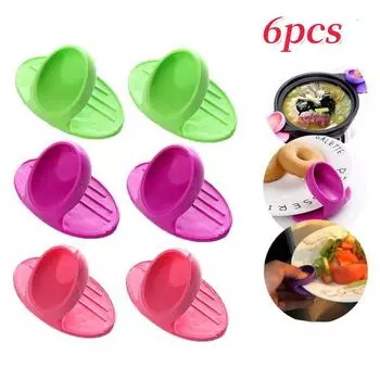 6 шт. теплоизоляционные перчатки для пальцев кухонная посуда силиконовая духовка микроволновая печь силиконовый нескользящий держатель кухонные принадлежности Pink-2pcs