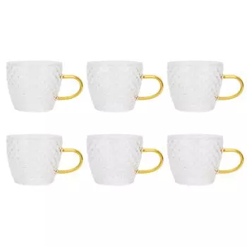 6 шт. термостойкая стеклянная чашка для чая с ручкой чайный сервиз аксессуары для домашнего чайного домика