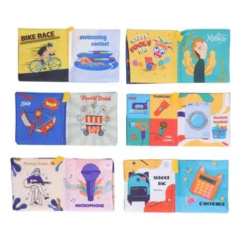 6 шт. тканевая книга моющаяся износостойкая красочные изображения безопасные детские развивающие игрушки