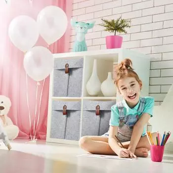 6 шт. Тканевые кубические складные органайзеры для хранения одежды, одеял, ящиков для хранения в шкафу с подвесным кольцом, корзина для игрушек, горячая распродажа темно-серого