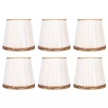 6 шт. тканевый сетчатый абажур на клипсе бежевый золотой край стиль для люстры E14 потолок