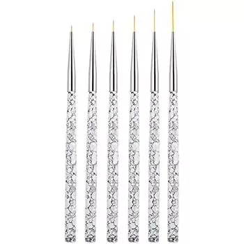 6 шт. тонких кистей для ногтей, 5/7/9/11/15/20 мм профессиональные кисти для ногтей, набор акриловых кистей для маникюра инструменты для дизайна ногтей создание 19x7x1cm