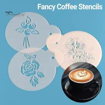 6 шт трафареты для эспрессо долговечные инструменты для бариста многоразовые формы для какао необычные трафареты для кофе для кафе белый