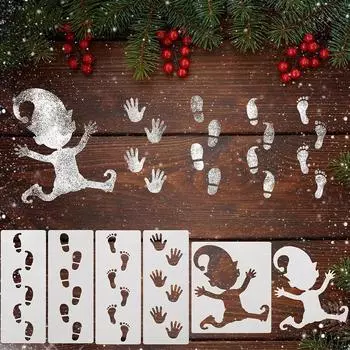 6 шт. Трафареты гномов Рождественские декоративные аксессуары для стен, полов, окон