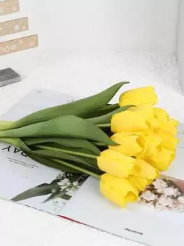 6 шт. тюльпаны искусственные цветы настоящие искусственные тюльпаны настоящее прикосновение искусственные цветы цветочные композиции для стола домашний свадебный декор белый