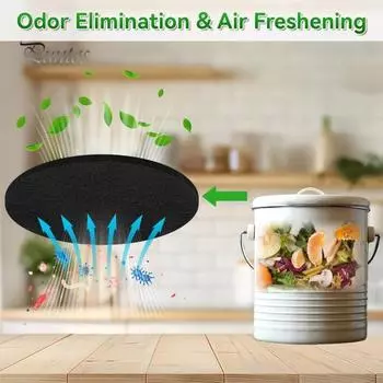 6 шт. угольных фильтров для компостного ведра 6,7-дюймовые круглые компостные фильтры с длительным сроком службы, устранение запаха, сменные фильтры с активированным углем Главная Round