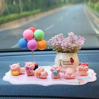 6 шт., украшения для салона автомобиля Piggy, милые украшения для салона автомобиля, аксессуары для приборной панели автомобиля для девочек, подарки A2