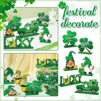 6 шт. ул.. Украшения стола ко Дню Святого Патрика Украшения стола Happy Irish Знаки Гномы Деревянные знаки для Св.. День Патрика One Size