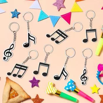 6 шт./упак. ноты, винтажные принадлежности для выпускного вечера, дня рождения, кольцо, музыкальная тема, украшения для вечеринки, сделай сам, ПВХ, ретро-брелок, музыкальные сувениры