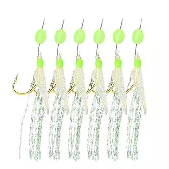 6 шт./упак. рыболовные крючки, рыболовные снасти, светящаяся рыболовная приманка 8–19 #, рыболовные бусины для улицы 8#