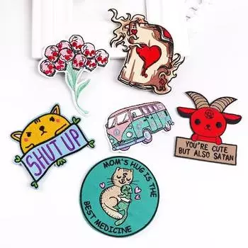 6 шт./упак. термоклеевые нашивки для одежды, вышитые нашивки для одежды