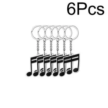 6 шт./упак. украшения для музыкальной вечеринки, сделай сам, музыкальные сувениры, ретро-брелок, винтажные принадлежности для выпускного, дня рождения, кольцо из ПВХ, музыкальная нота