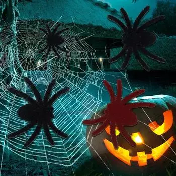 6 шт./упак. жуткий призрачный 7*7 см паук Хэллоуин флокирование вечеринка декоративный реквизит