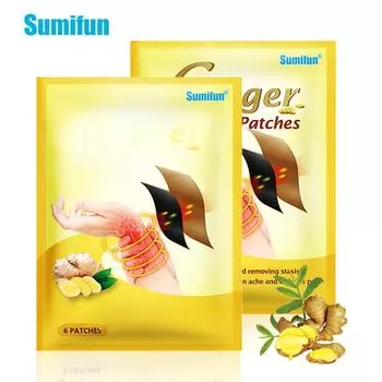 6 шт./упаковка пластырь для сухожилий имбирь черный самонагревающийся пластырь 6pcs
