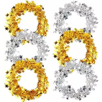 6 шт. Верхние подвесные украшения рождественские наружные украшения гирлянды елочные украшения мишура звезда 750x15cm