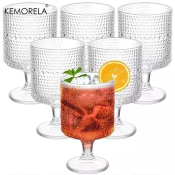 6 шт. Винтажные бокалы для холодных напитков 8 унций Стеклянные бокалы для смешанных напитков Стеклянная посуда для вина, содовой, сока, званого ужина, бара, ресторана 8OZ