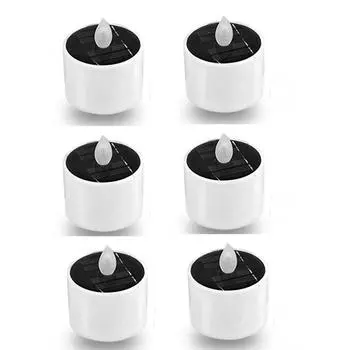 6 шт. Водонепроницаемые солнечные чайные свечи Романтический террасный светильник Креативная светодиодная лампа-свеча Ландшафтный StyleB