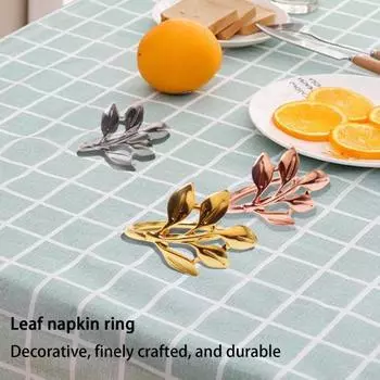 6 шт. Высокопрочные салфетки-обертки, изысканная экологичная пряжка из сплава в форме листа для столовой розового золота