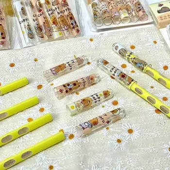 6 шт. в упаковке Capybara Pencil Cap для учеников Прозрачный защищает кончик карандаша Японские кавайные канцелярские принадлежности Милые вещи Назад в школу A1