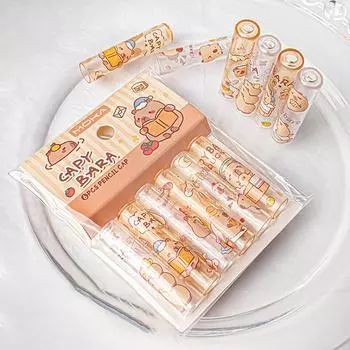 6 шт. в упаковке Kawaii Capybara защитный чехол для ручки прозрачный колпачок карандаша эстетические канцелярские принадлежности для начальной школы