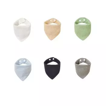 6 шт. в упаковке, мягкие хлопковые однотонные регулируемые банданы-нагрудники, муслиновые нагрудники для прорезывания зубов