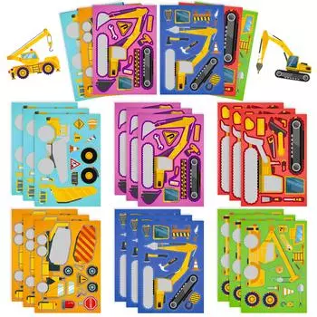 6 шт. в упаковке Строительный грузовик Diy Face Changer Наклейка Строительный грузовик Детская граффити-головоломка Наклейка