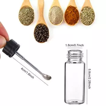 6 шт. в упаковке, водонепроницаемая стеклянная прозрачная бутылка для хранения, коричневая бутылка с ложкой, мини-стеклянная бутылка коричневый