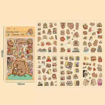 6 шт. в упаковке водонепроницаемые наклейки капибара декоративные детские наклейки принадлежности для скрапбукинга симпатичные наклейки упаковка украшение для дневника A2