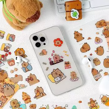 6 шт. в упаковке водонепроницаемые наклейки капибара декоративные детские наклейки принадлежности для скрапбукинга симпатичные наклейки упаковка украшение для дневника A4