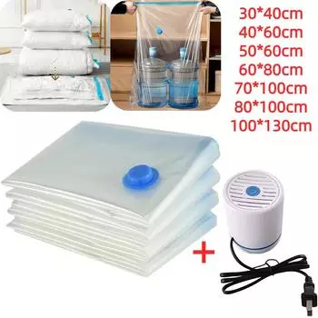 6 шт. вакуумных пакетов для хранения с насосом, прозрачный складной сжатый, экономящий место, вакуумный пакет для одежды, большой дорожный контейнер