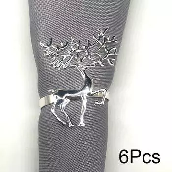6 шт., вечерние, нежные, милые, прочные, высококачественные, кольцо для салфеток с оленем, железное глянцевое обеденное барное кольцо 6Pcs серебряный